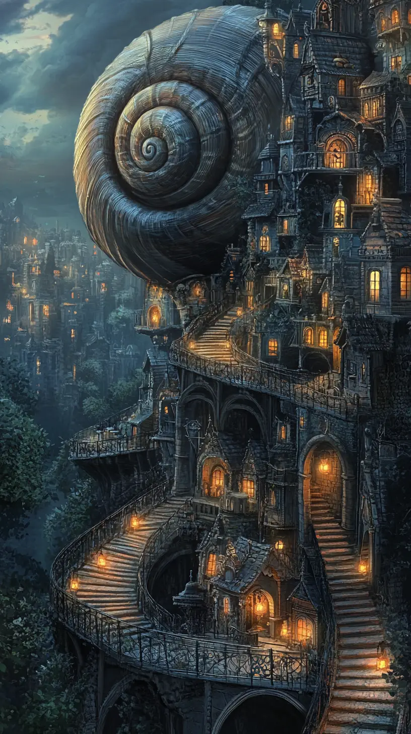 A Medieval City Spirals Across the Shell of a Giant Snail