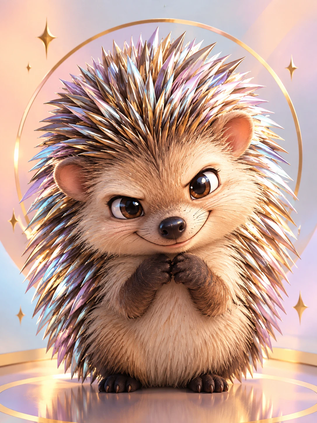 A Mischievous Anime Porcupine Meets The Viewer In A Pastel Palette