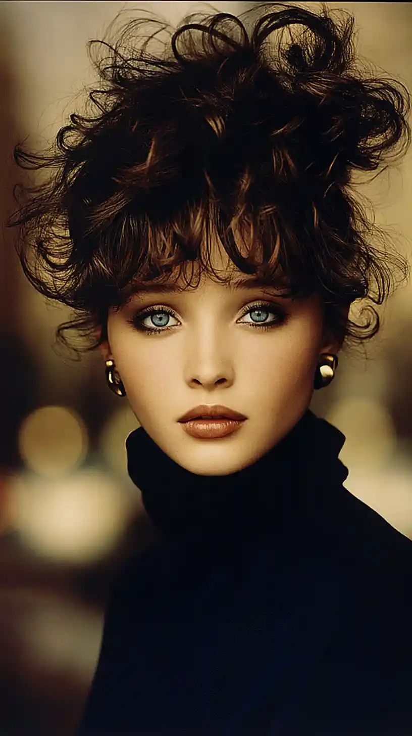A young woman with expressive eyes in a two-dimensional portrait