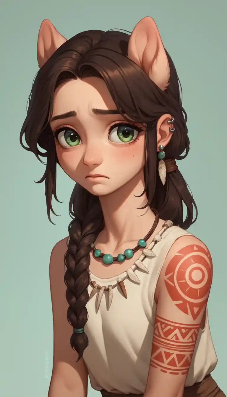 Un ibrido tra pony e umana in stile anime balla con tatuaggi e piercing