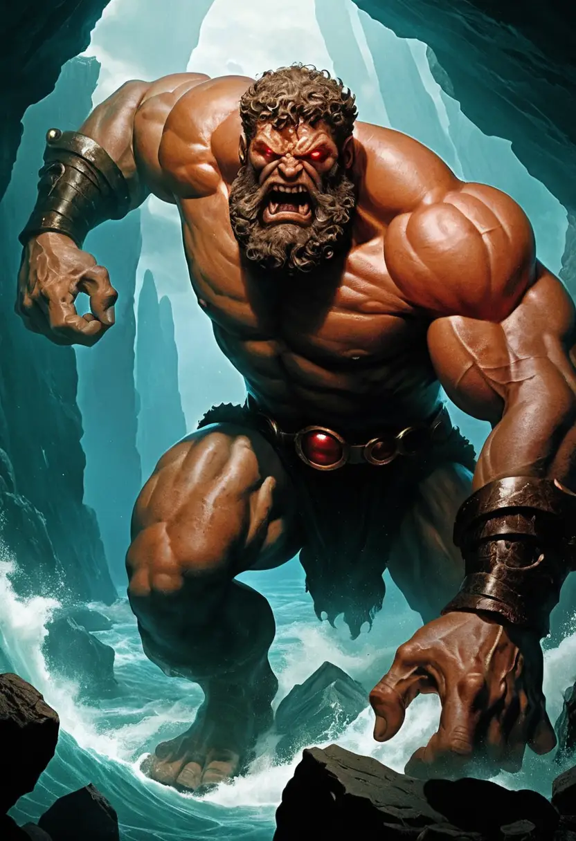 Polyphemus, the one-eyed cyclops with a craglike, brutish form