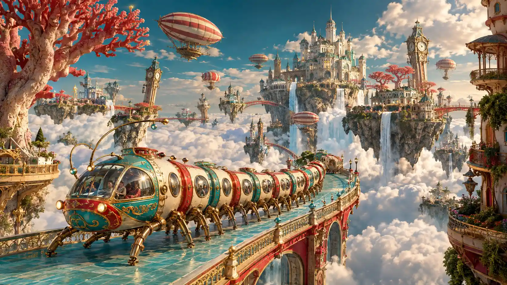 A storybook kingdom rises above a sea of clouds