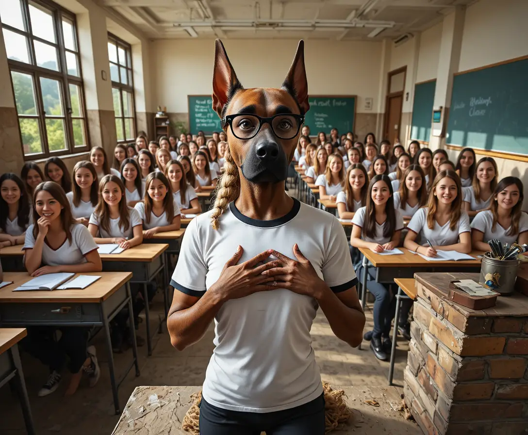 Un pastore belga malinois accanto a un antico pozzo in pietra nella campagna soleggiata