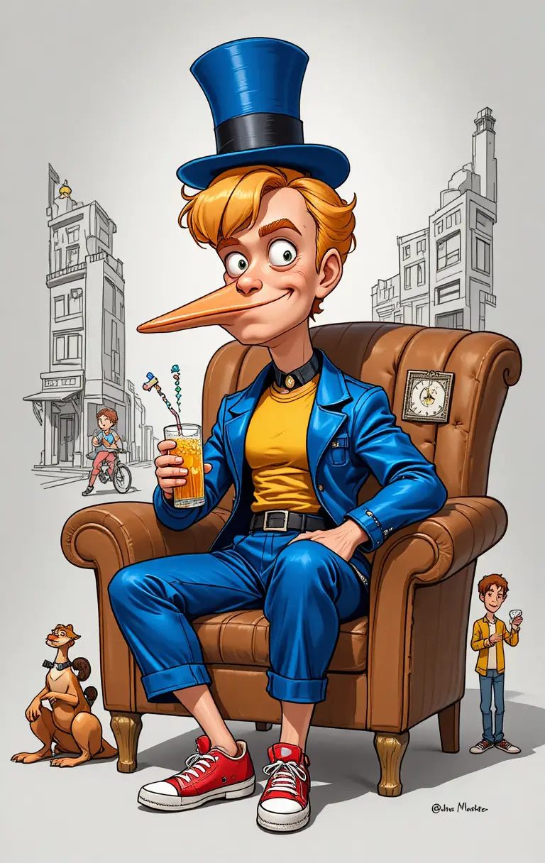 Un ragazzo allegro e il suo cane in una classica vignetta a fumetti