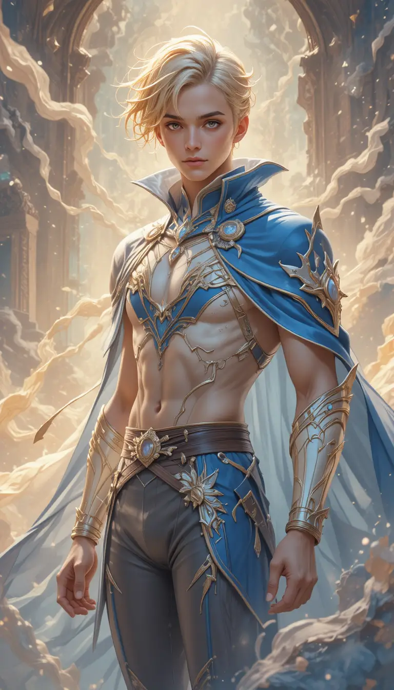 A young man with sandy blond hair and an Eliatrope outfit