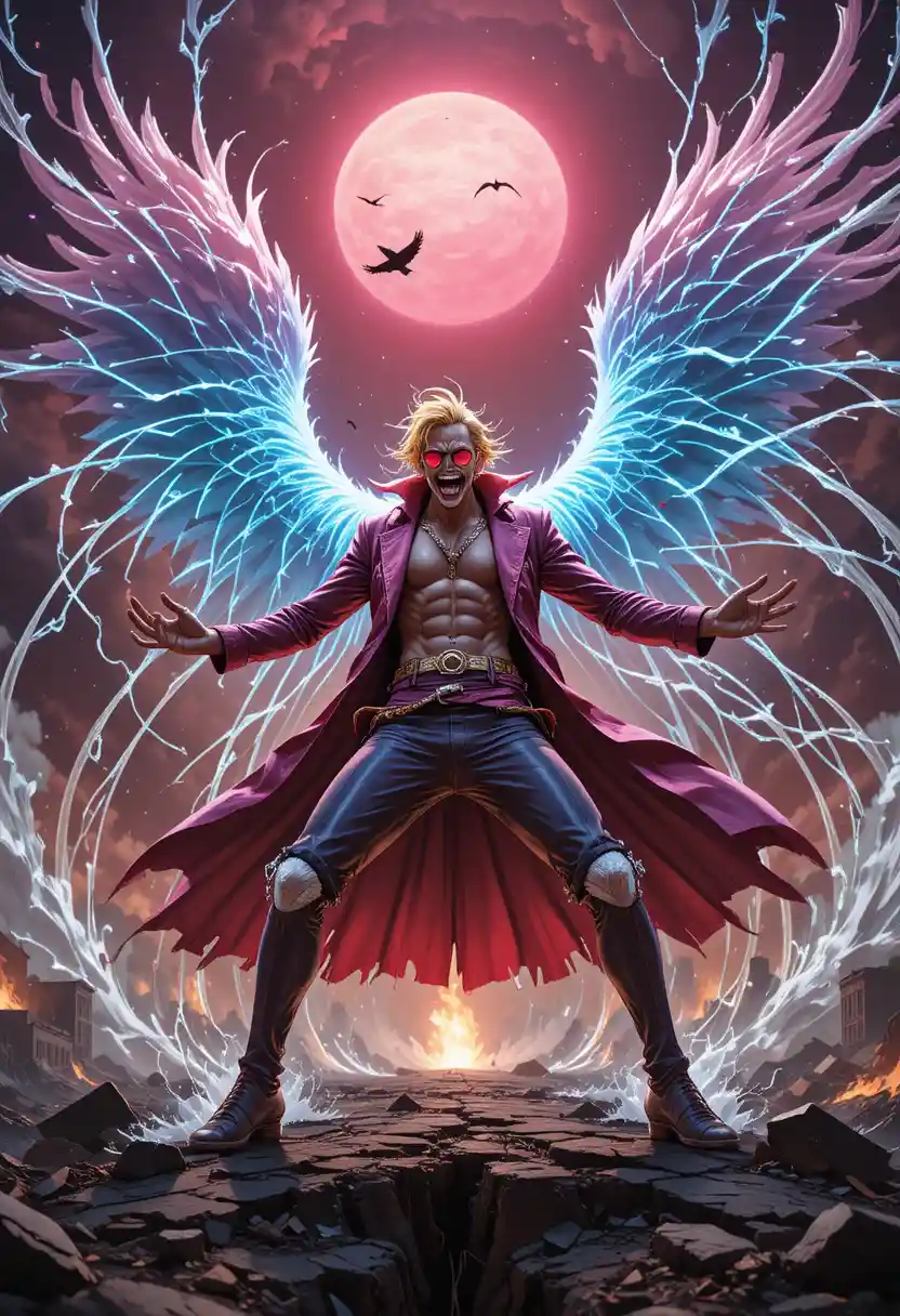 Doflamingo Commands a Shattered Battlefield with Razor Threads and a Pink Feather Coat