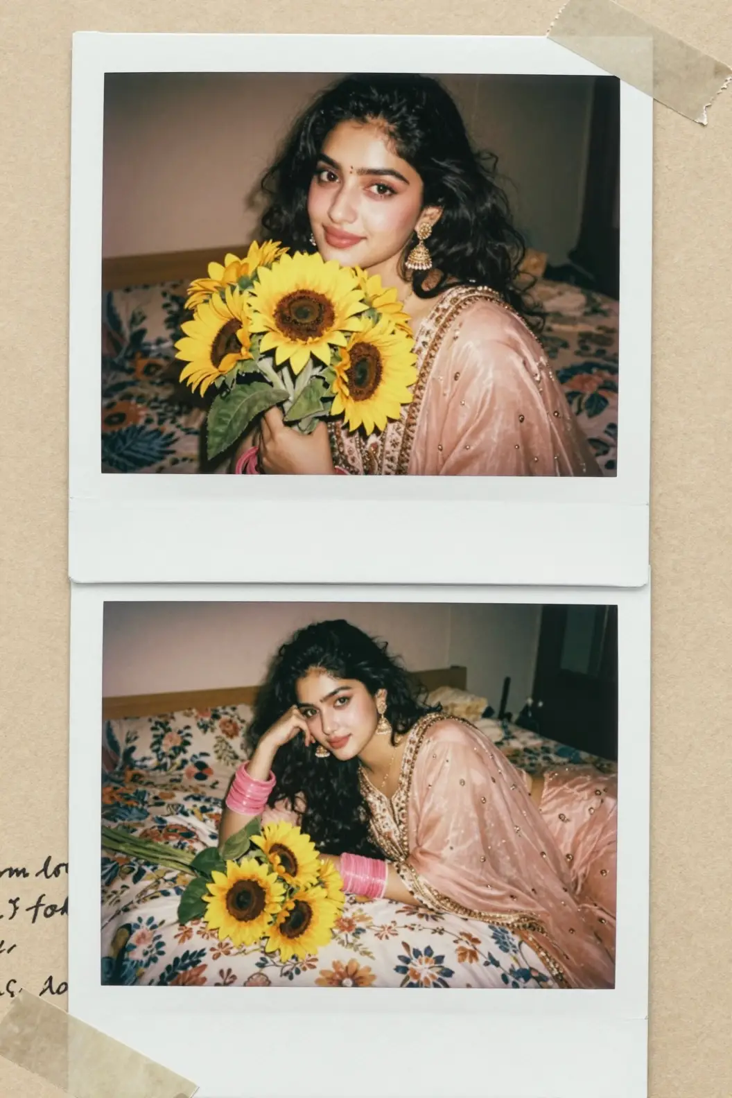 A young woman hugs sunflowers in an embroidered traditional suit