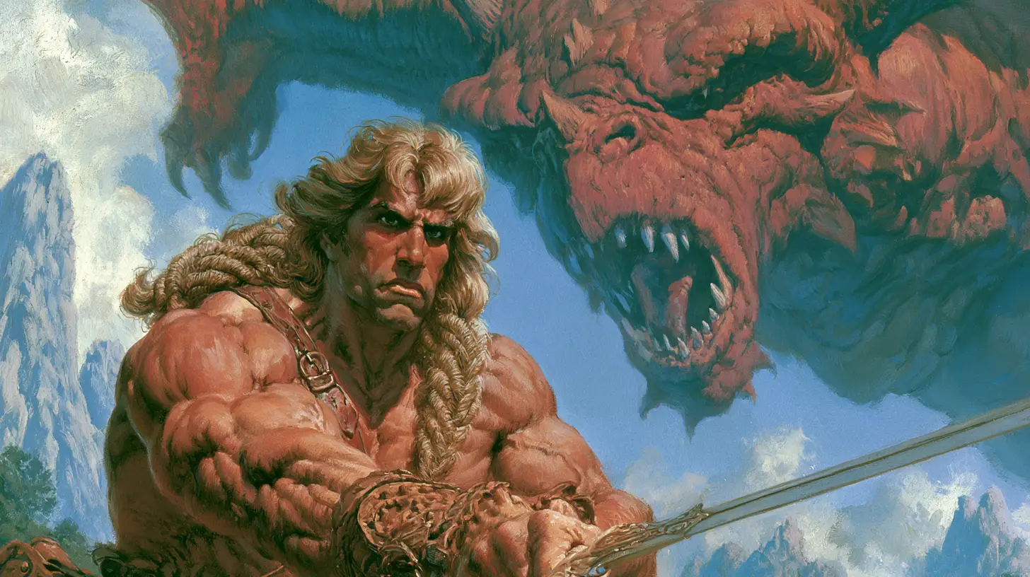 A Braided Barbarian Faces a Descending Dragon on a Small Hill