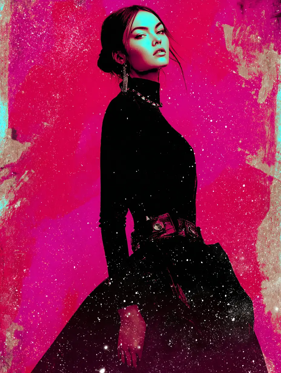 Fashion photography with jewelry, glitter, and contrasting pop colors
