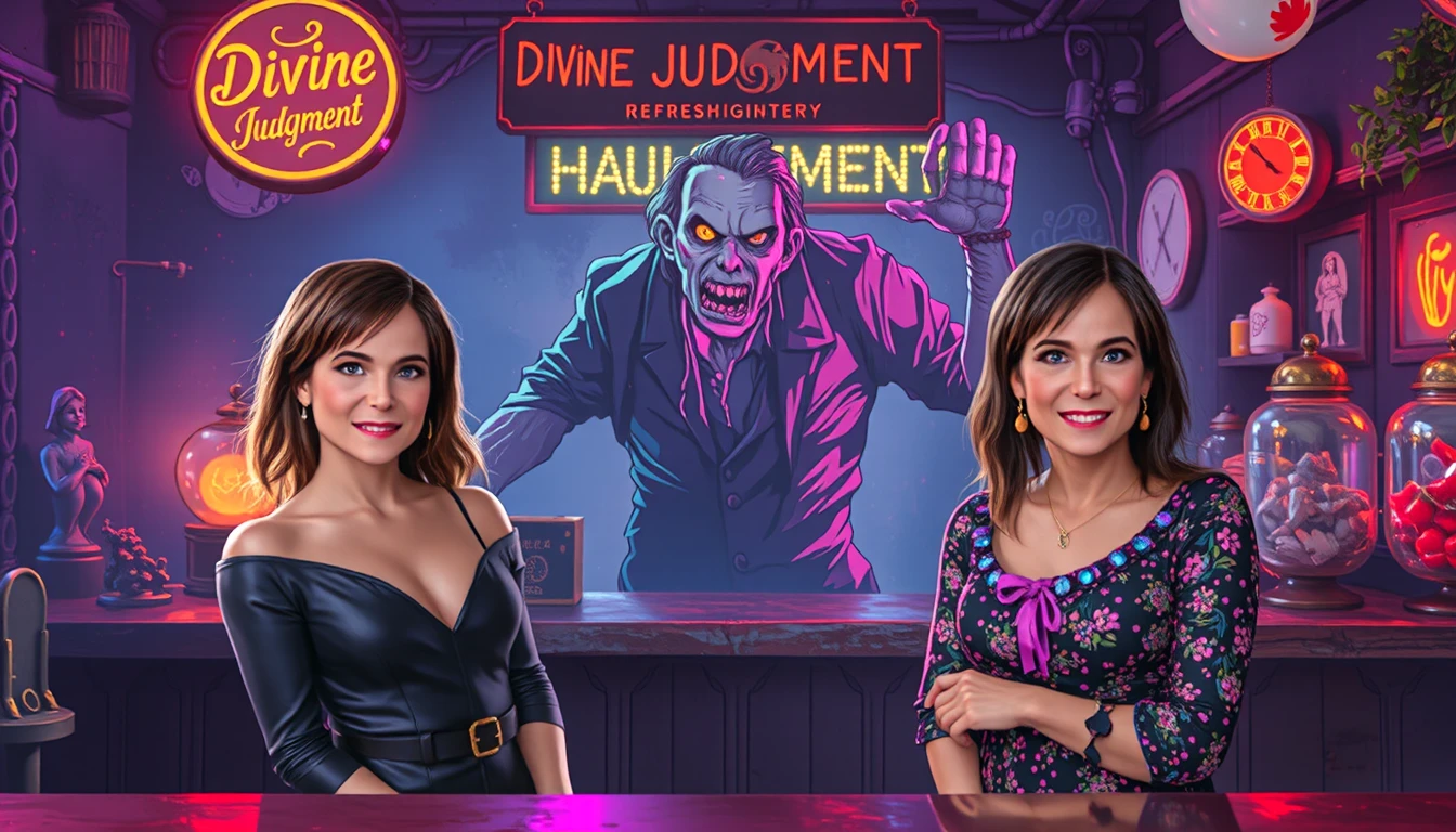 Three women face a furious zombie at a haunted pet cemetery counter