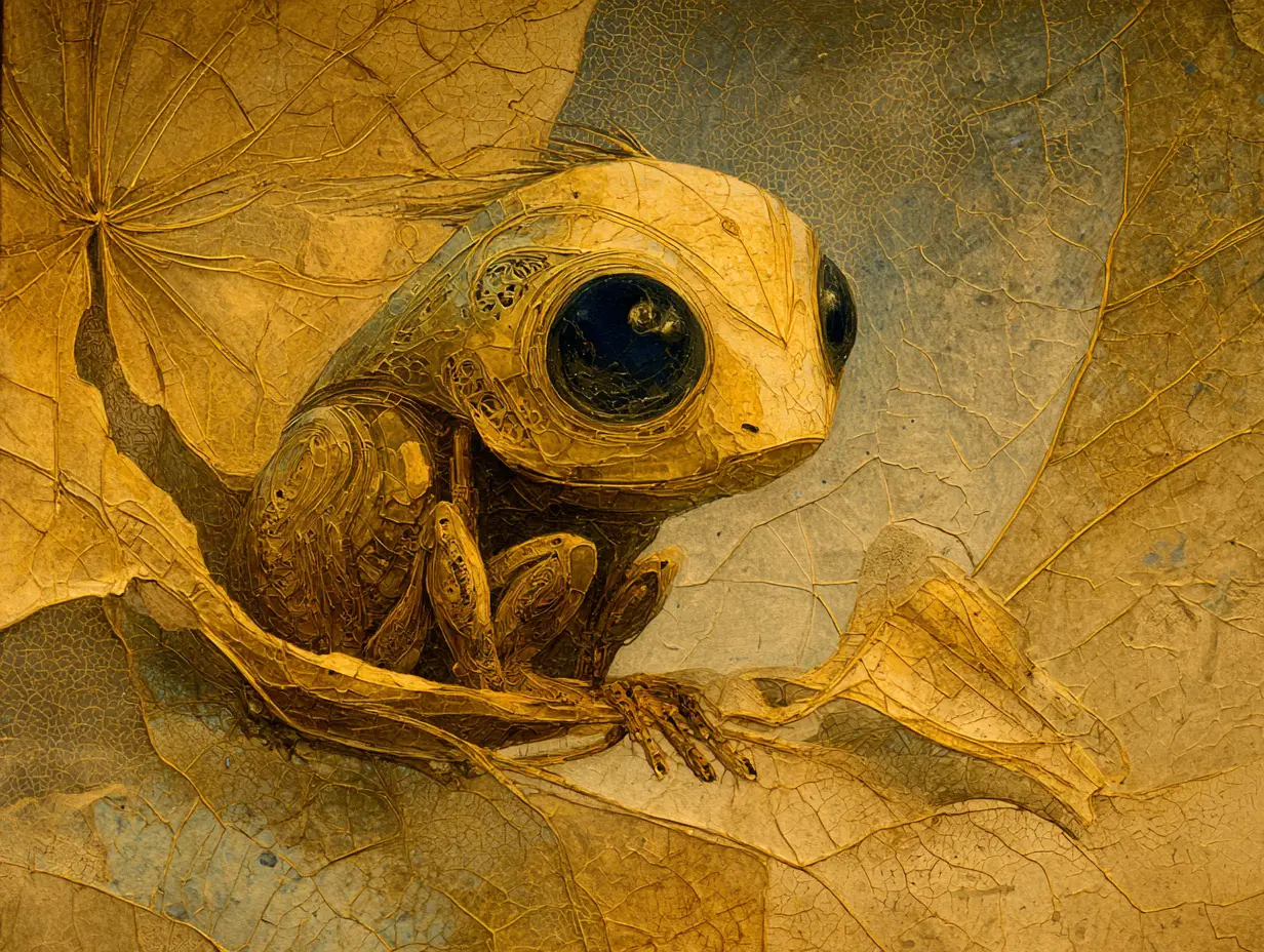 A surreal creature rendered in whimsical watercolor on textured paper