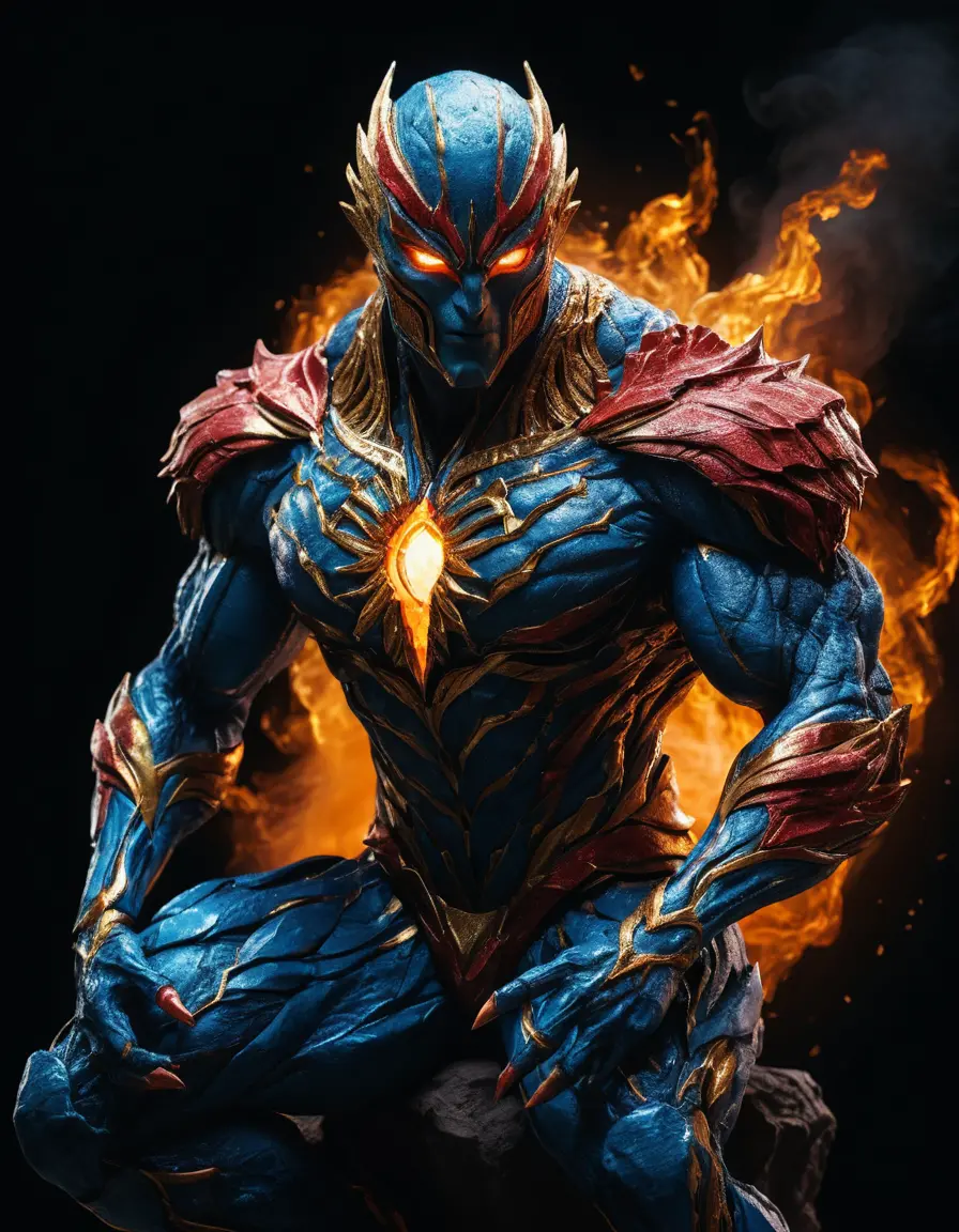 Surreal full body portrait of majestic Poseidon figure