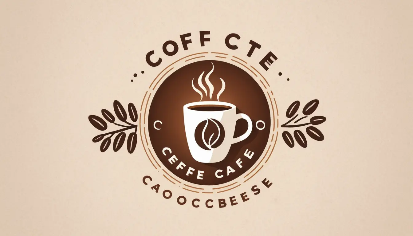 Cozy coffee shop logo with steaming cup and beans