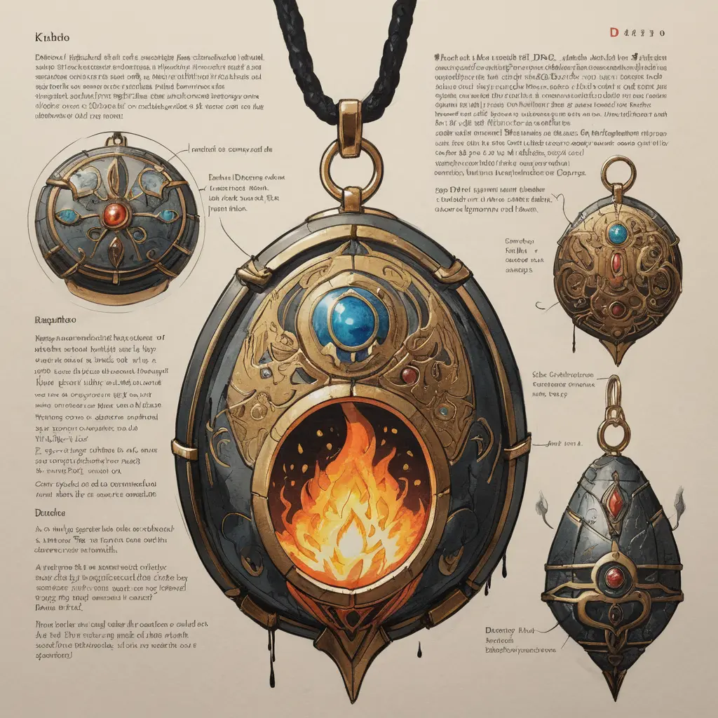 Ancient hand drawn amulet concept for fantasy magic item