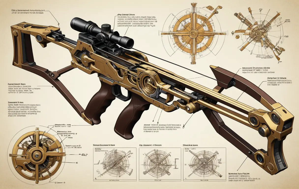 Mechanical crossbow schematic with enchanted bolt chamber