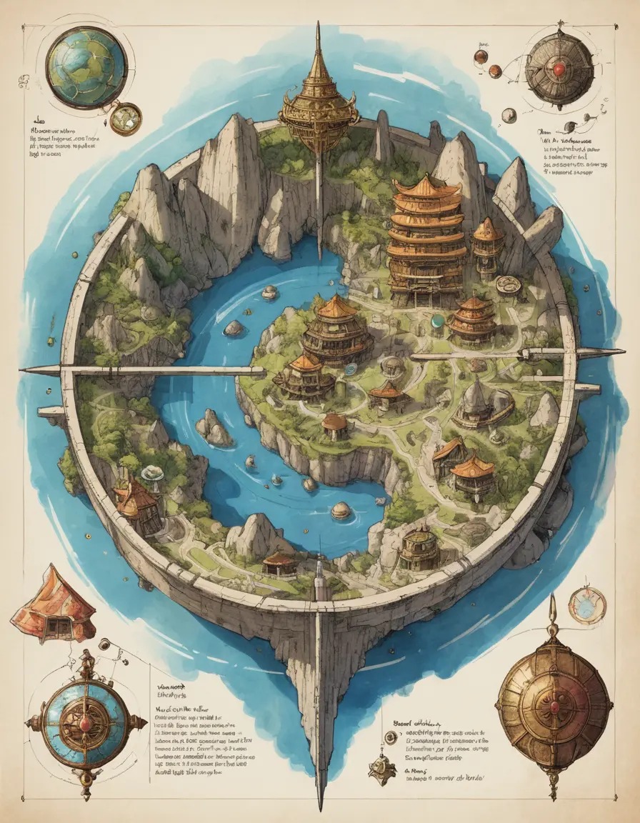 Hand drawn fantasy map revealing hidden magical portals