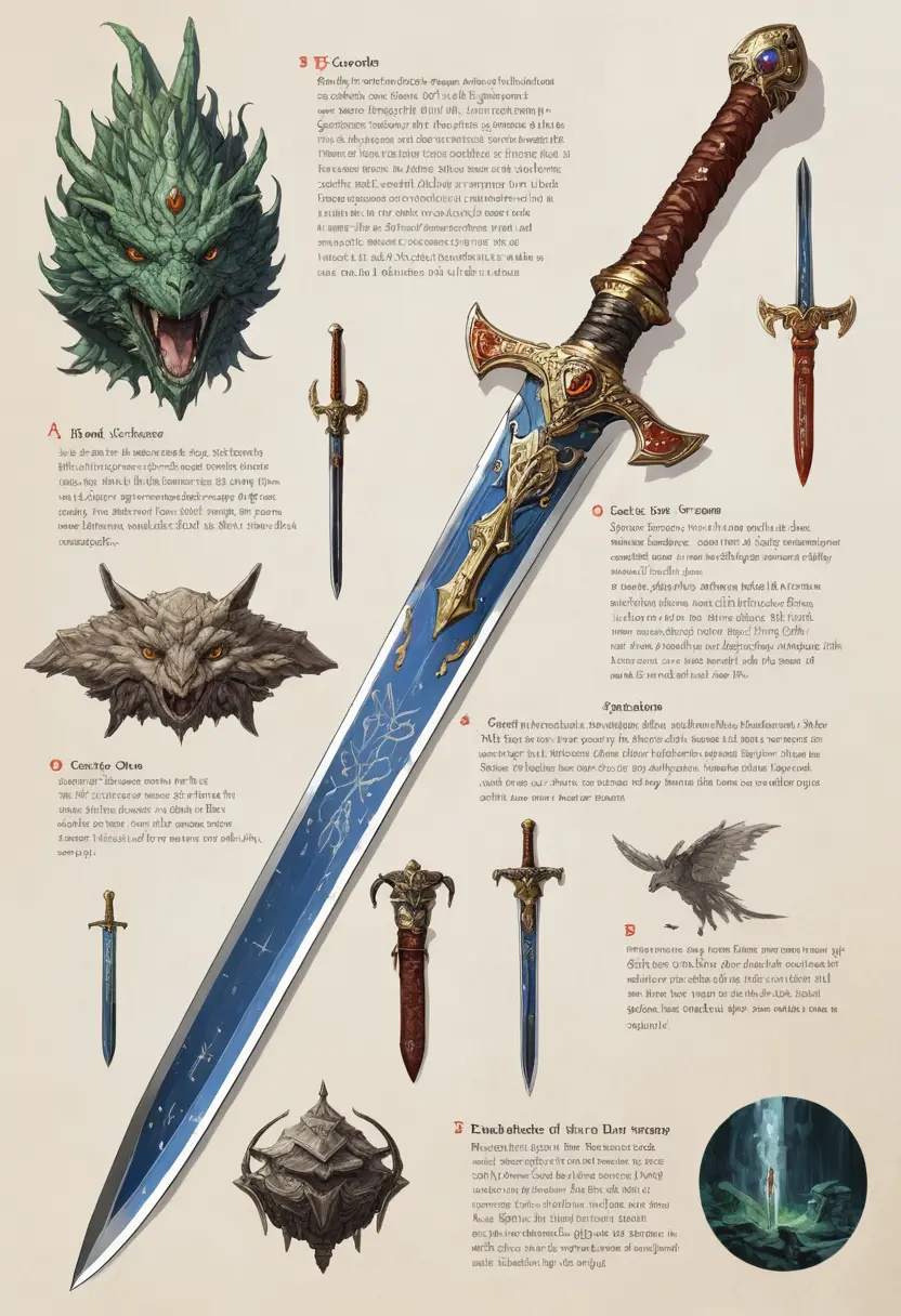 Fantasy sword concept art with hand painted sketches