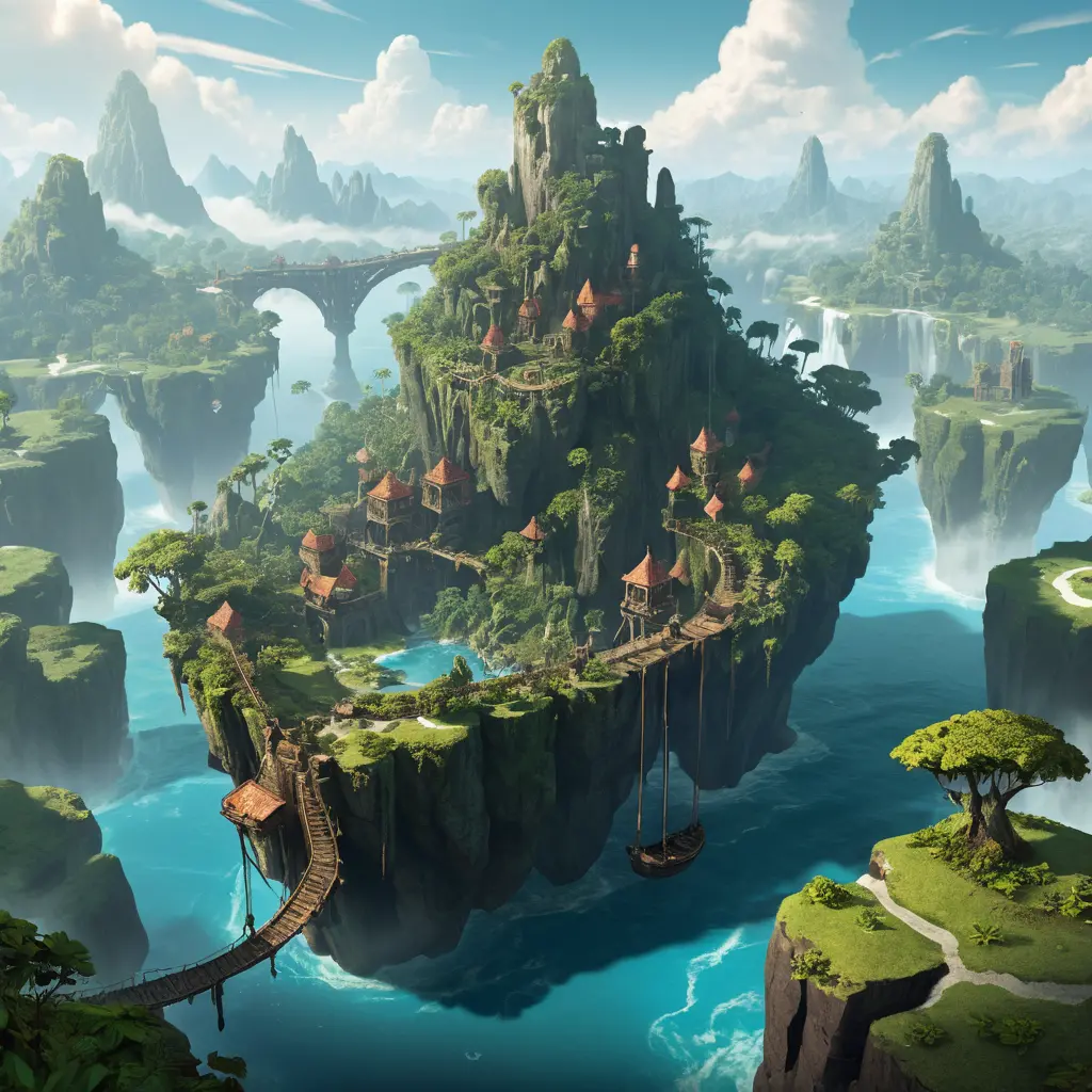 3d fantasy landscape of floating island archipelagos