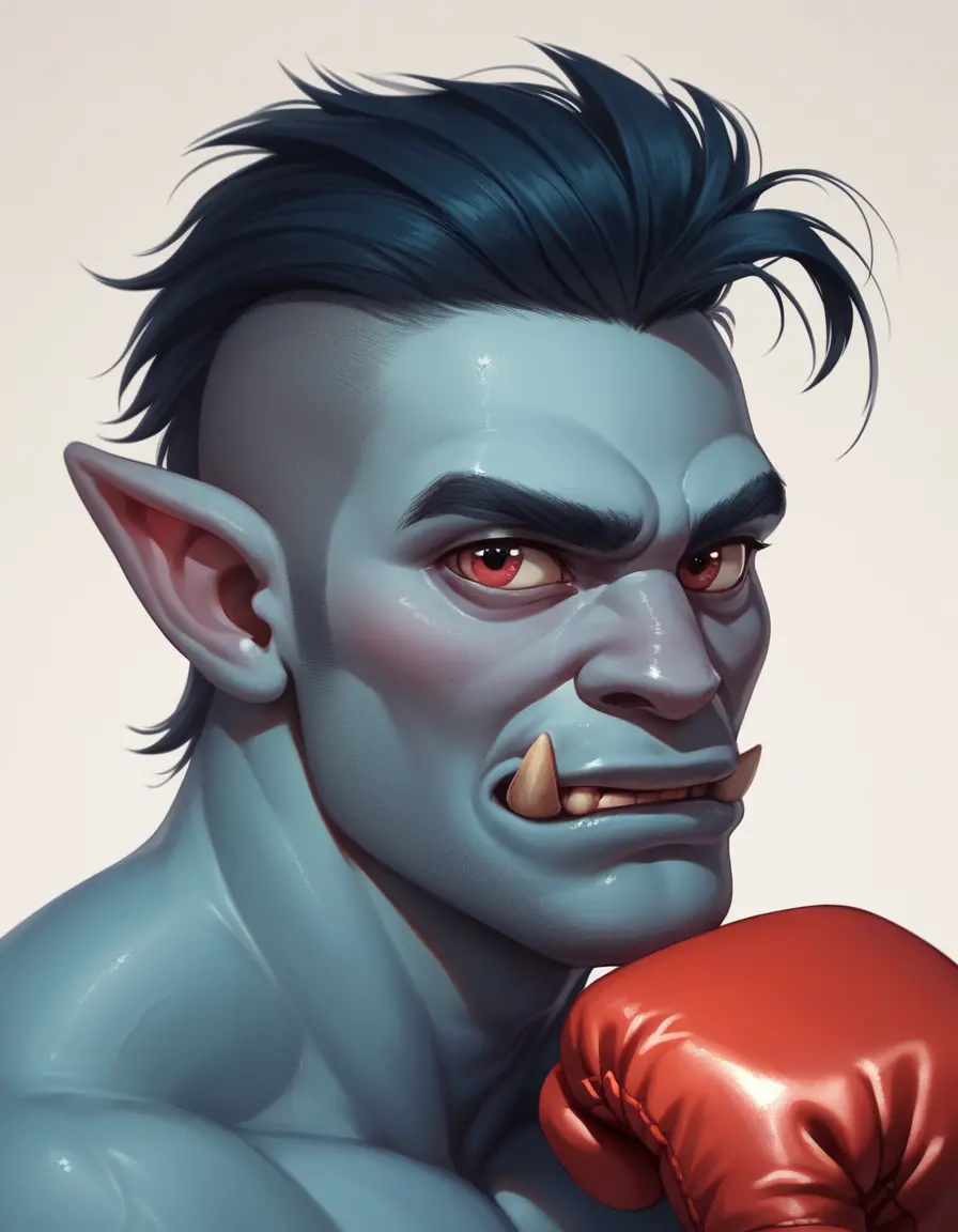 Close up cartoon centaur with troll face boxing at camera