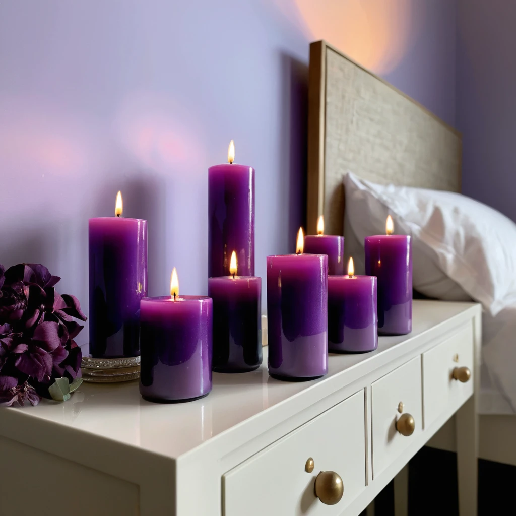 Purple Candles for a Soft, Eerie Glow