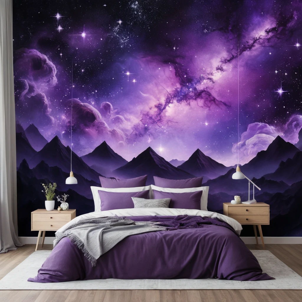 Purple Galaxy Wall Mural for a Cosmic Effect