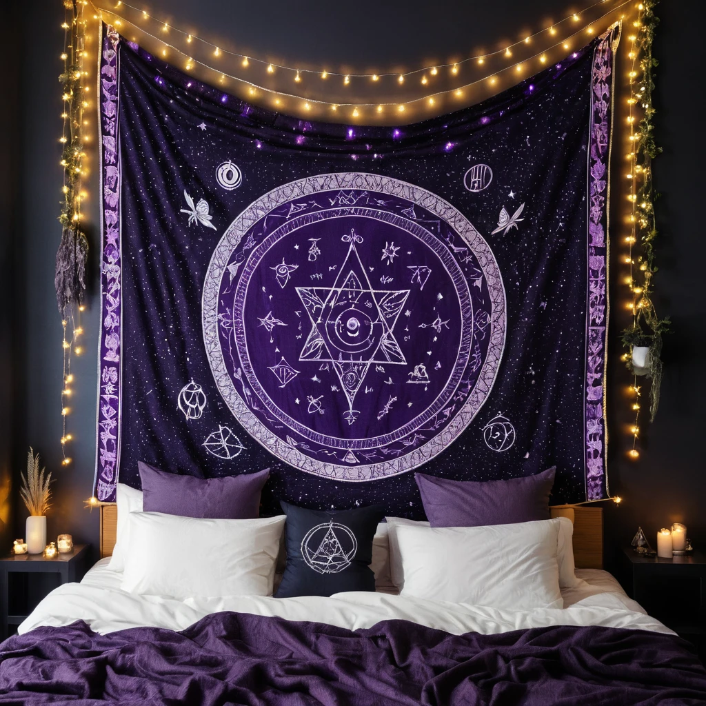 Gothic Purple Tapestries with Symbolic Designs