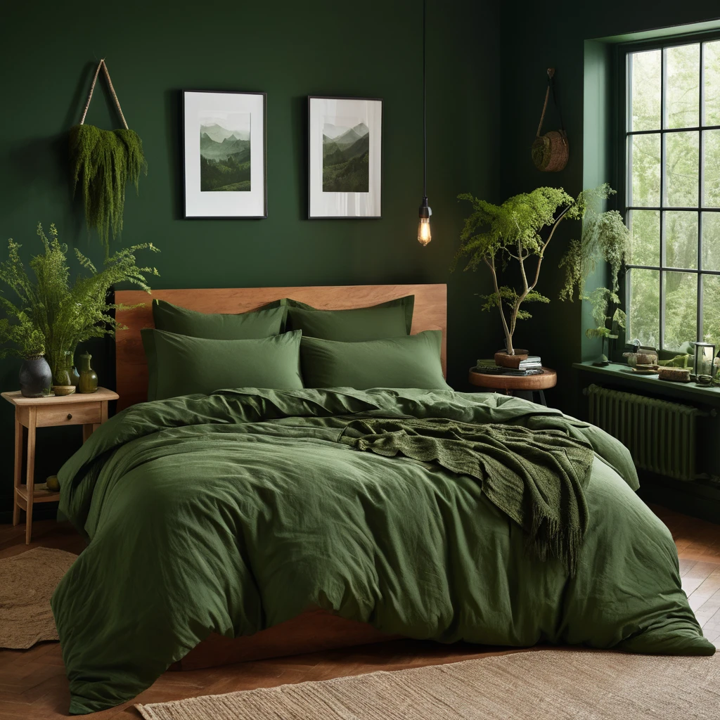 Moss Green Bedding 