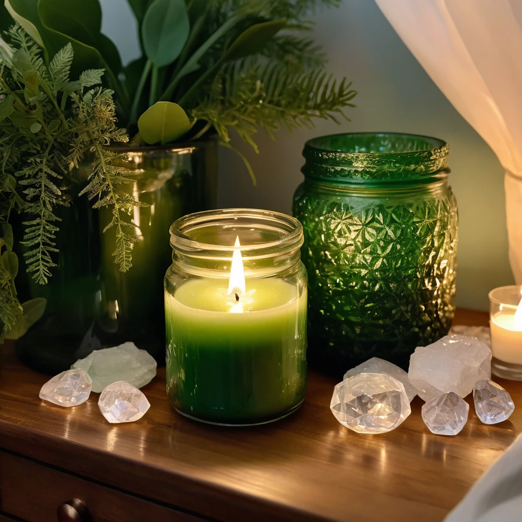 Vintage Green Candles: