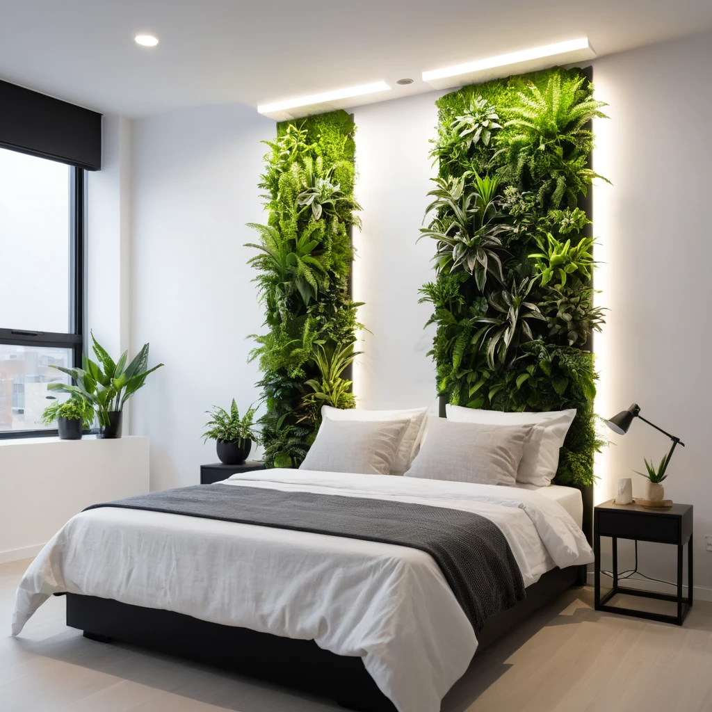 Indoor Vertical Plant Wall with LED Lighting