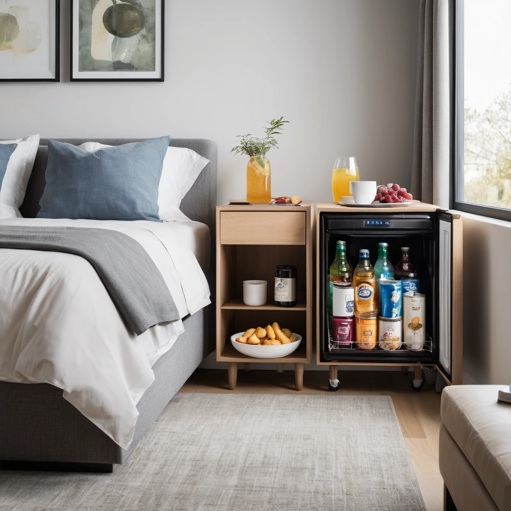 Mini Fridge Drawer in Side Table