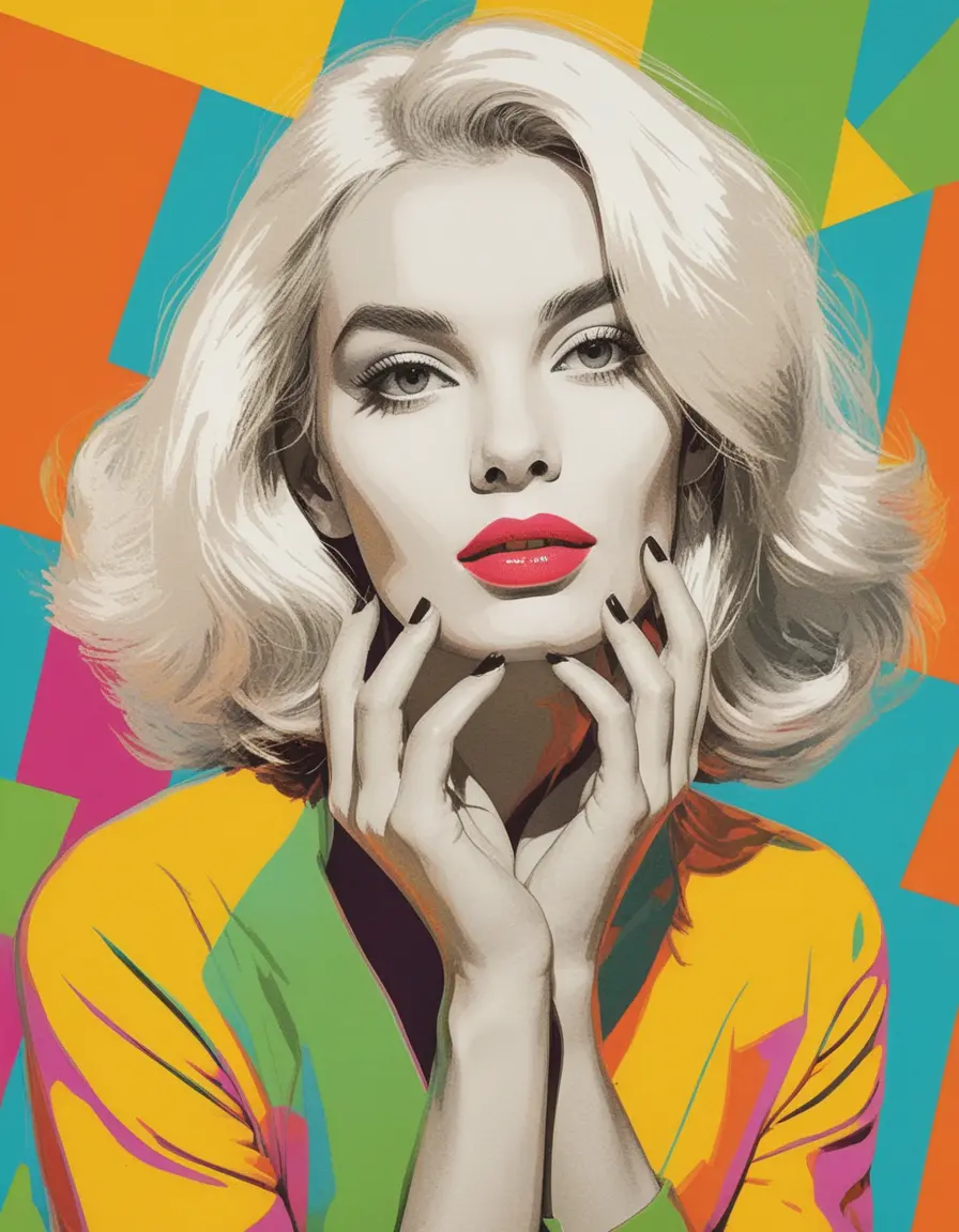 Colorful pop art portrait styled like a fashion cover