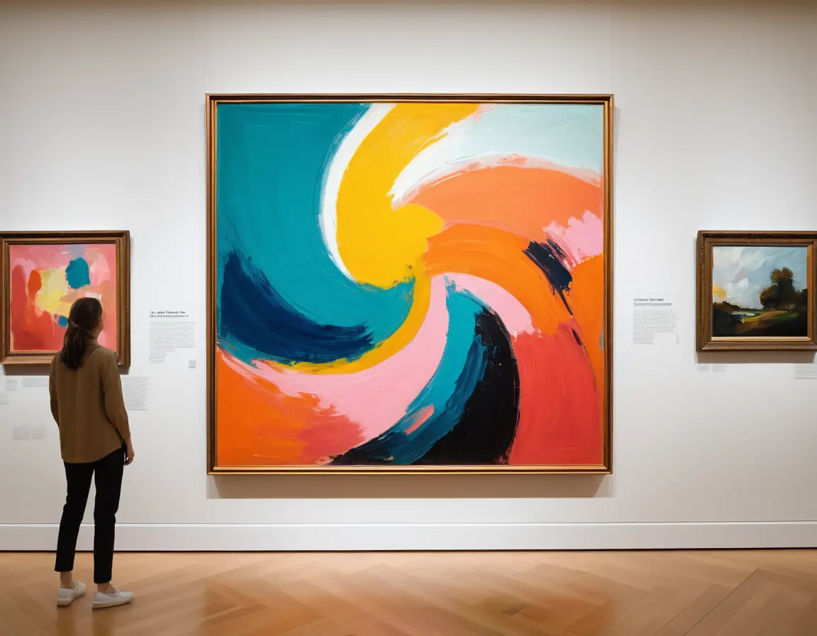 55 Timeless Art Quotes by Pablo Picasso A person looking refreshed while viewing a vibrant painting in a museum.