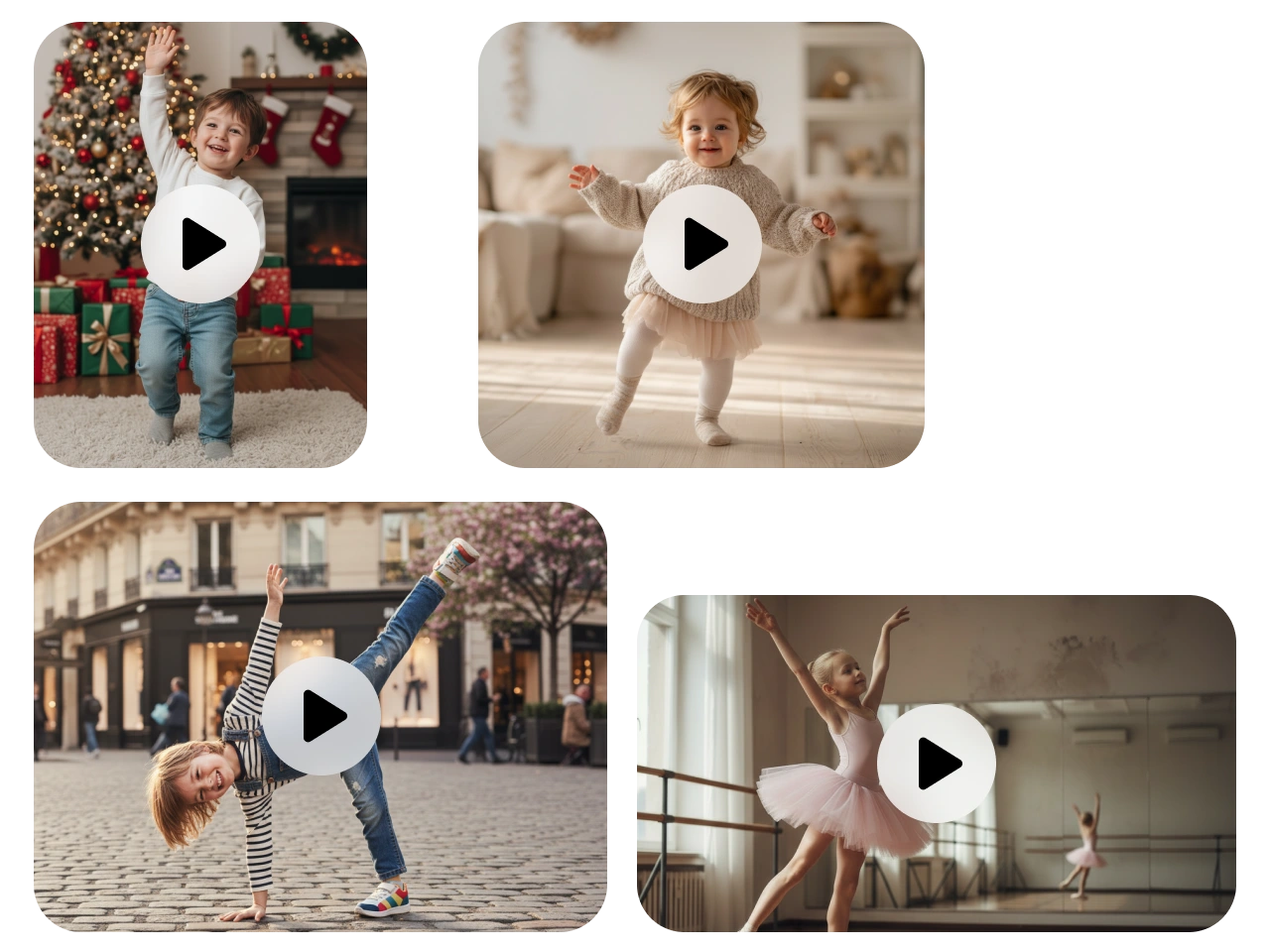 en utilisant une vidéo de baby dance IA générée avec 4 vidéos de bébé dansant dans différents styles
