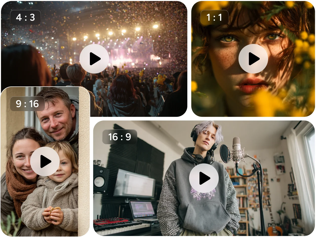 youtube and short videos in various aspect ratios generated by ai