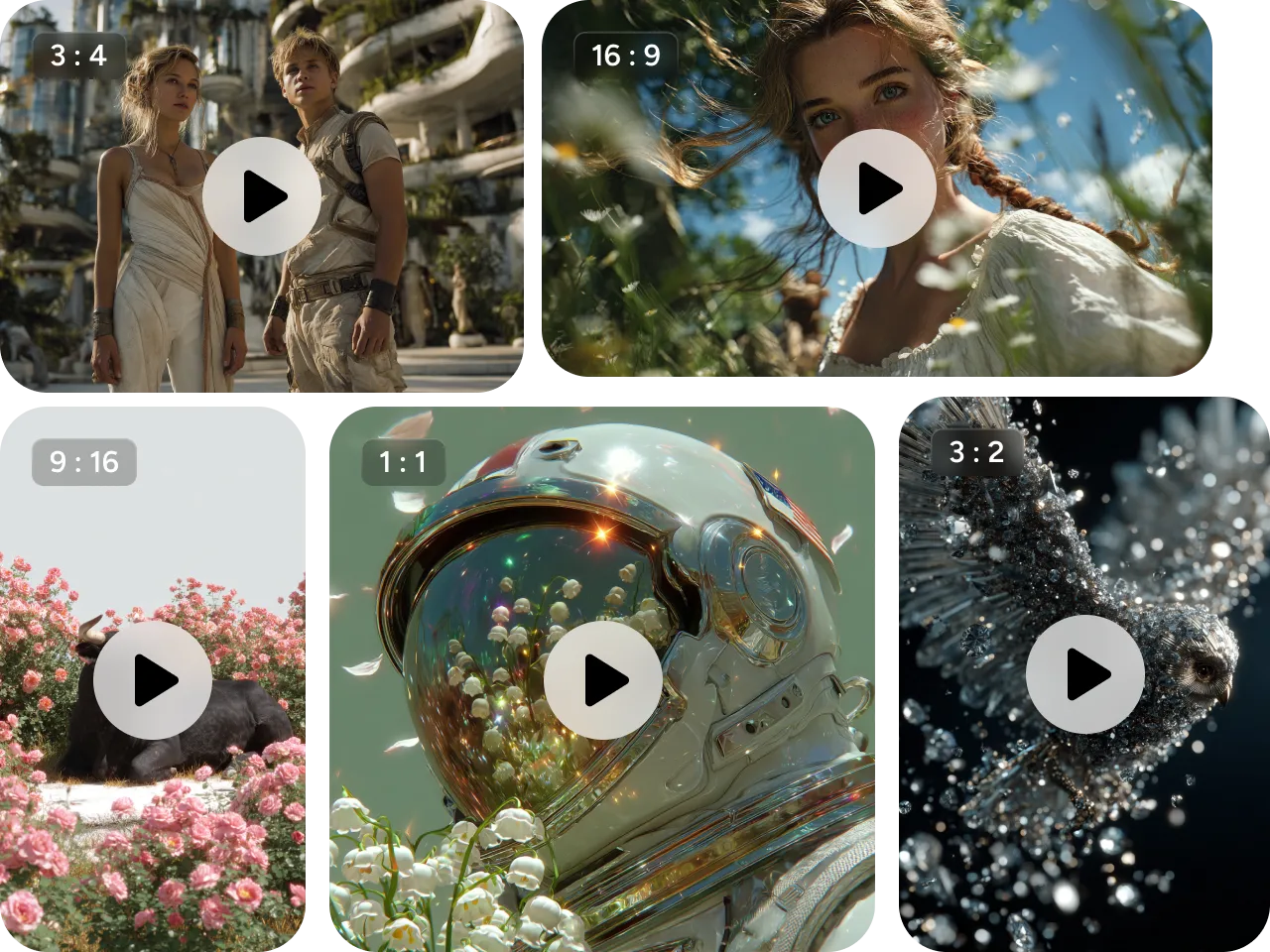 ai generated videos in various styles and proportions