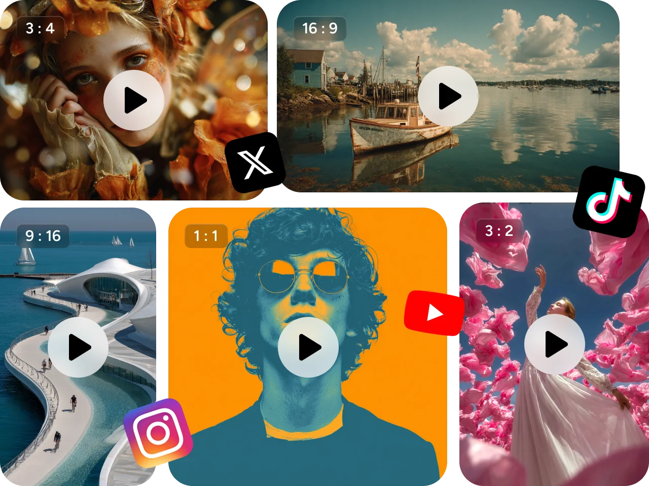 AI videos in various aspect ratios, suitable for short-video platforms