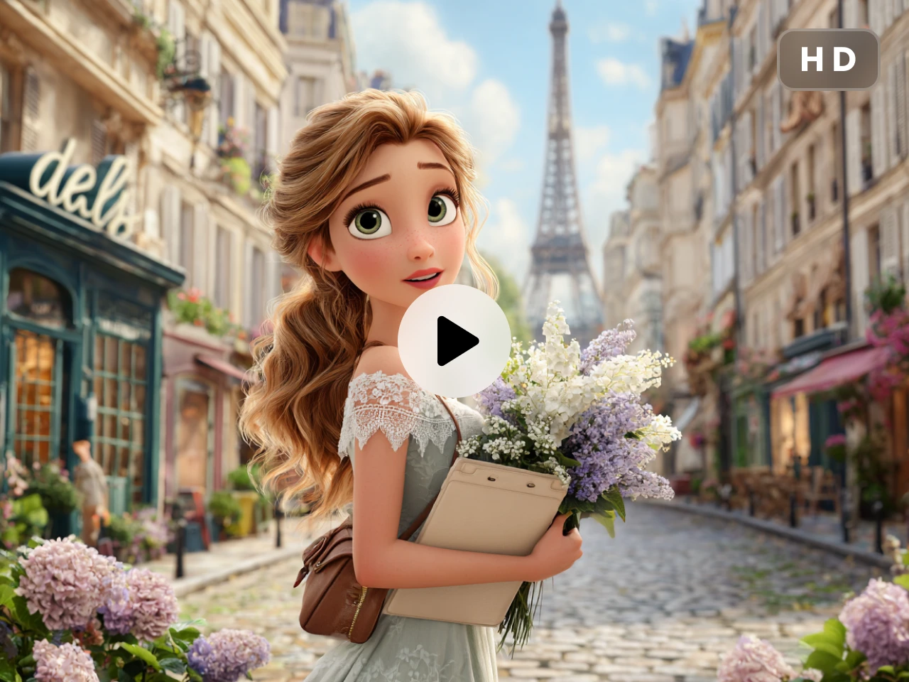 a woman holding lavender in a street