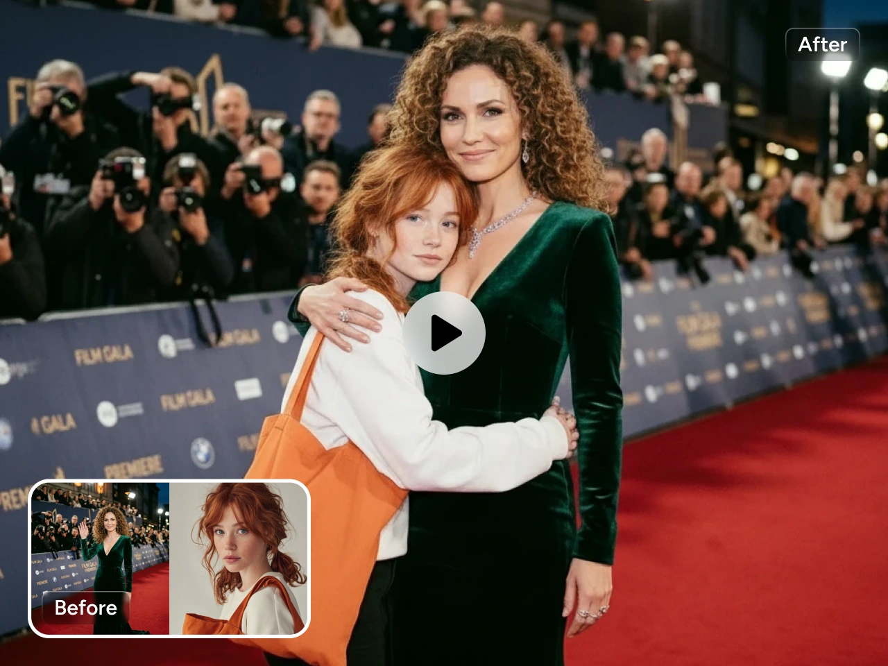 AI-generated video clips of hugging celebrities