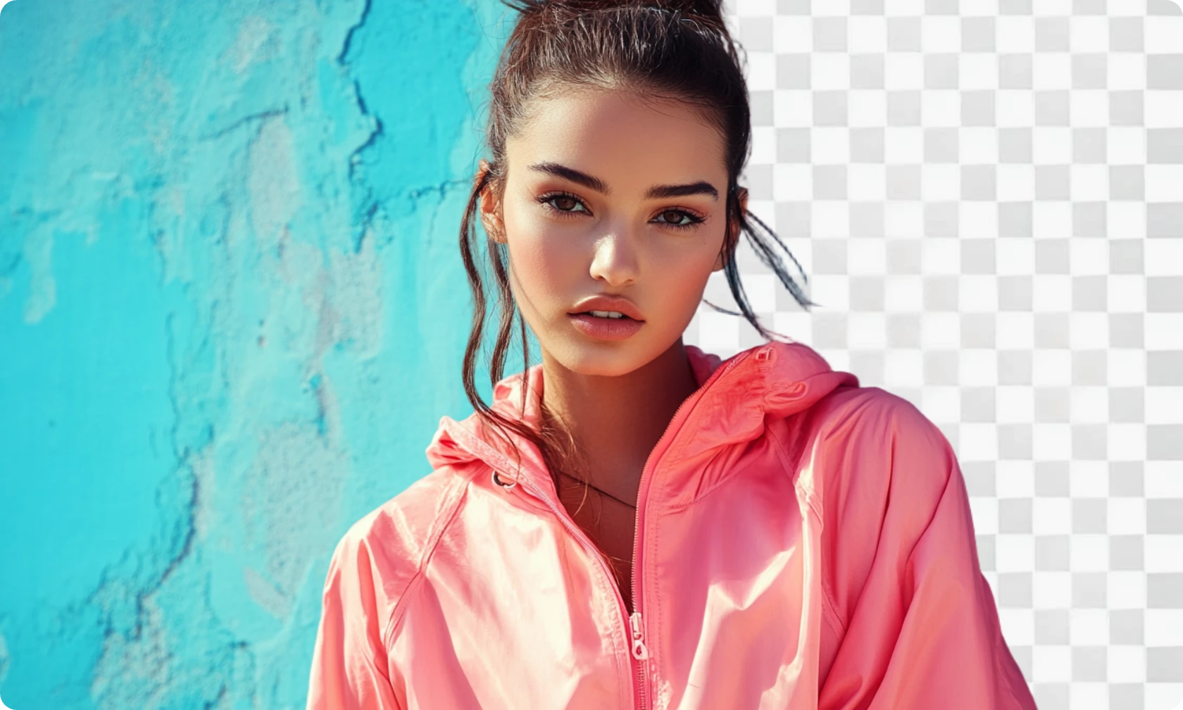 demostración del efecto de eliminación de fondo en figura femenina