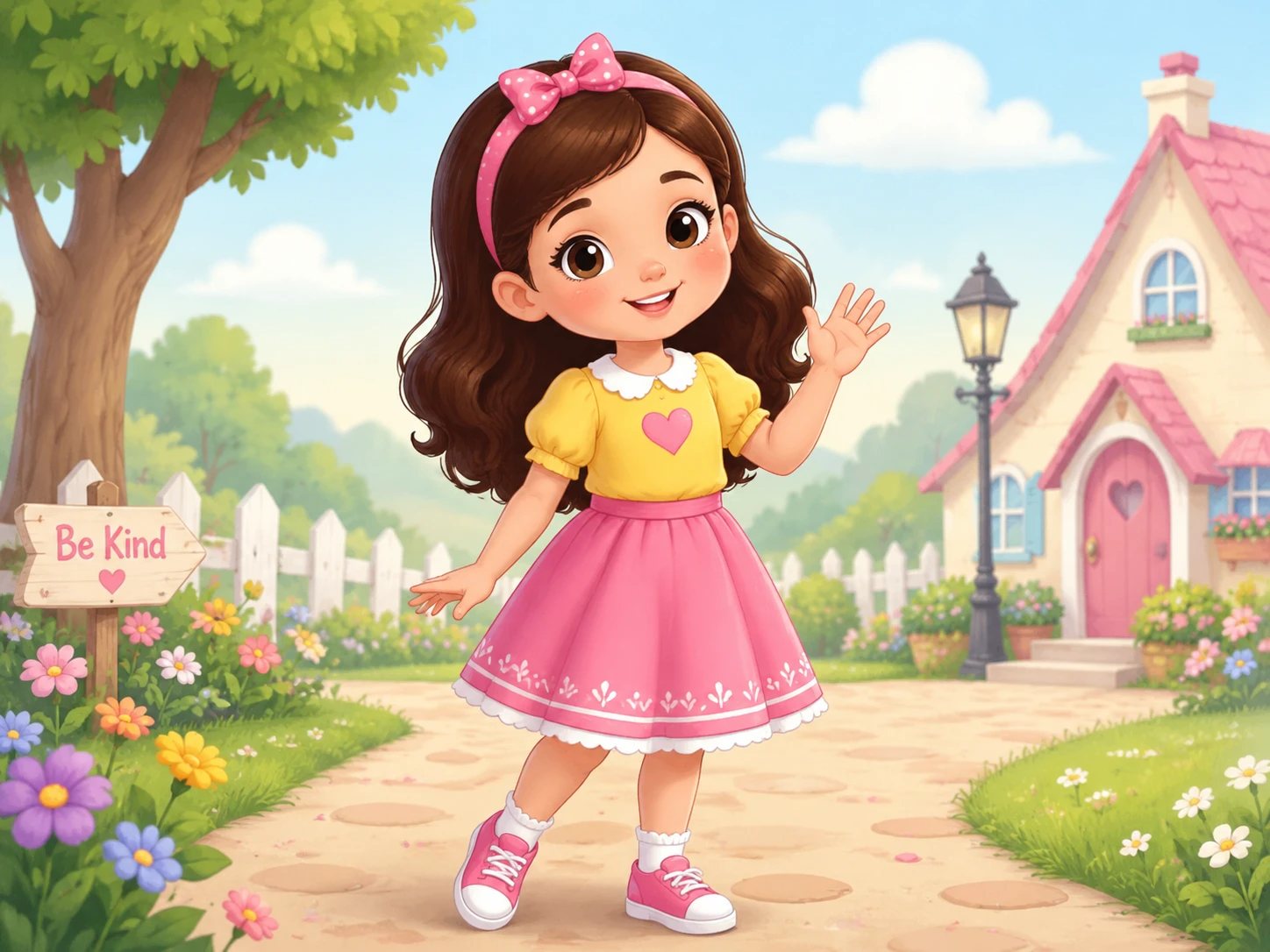a friendly female cartoon character for kids
