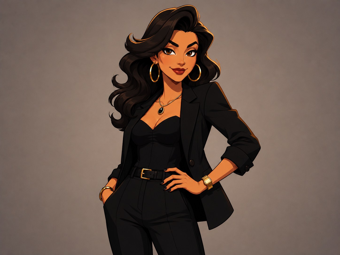 stylish female cartoon character