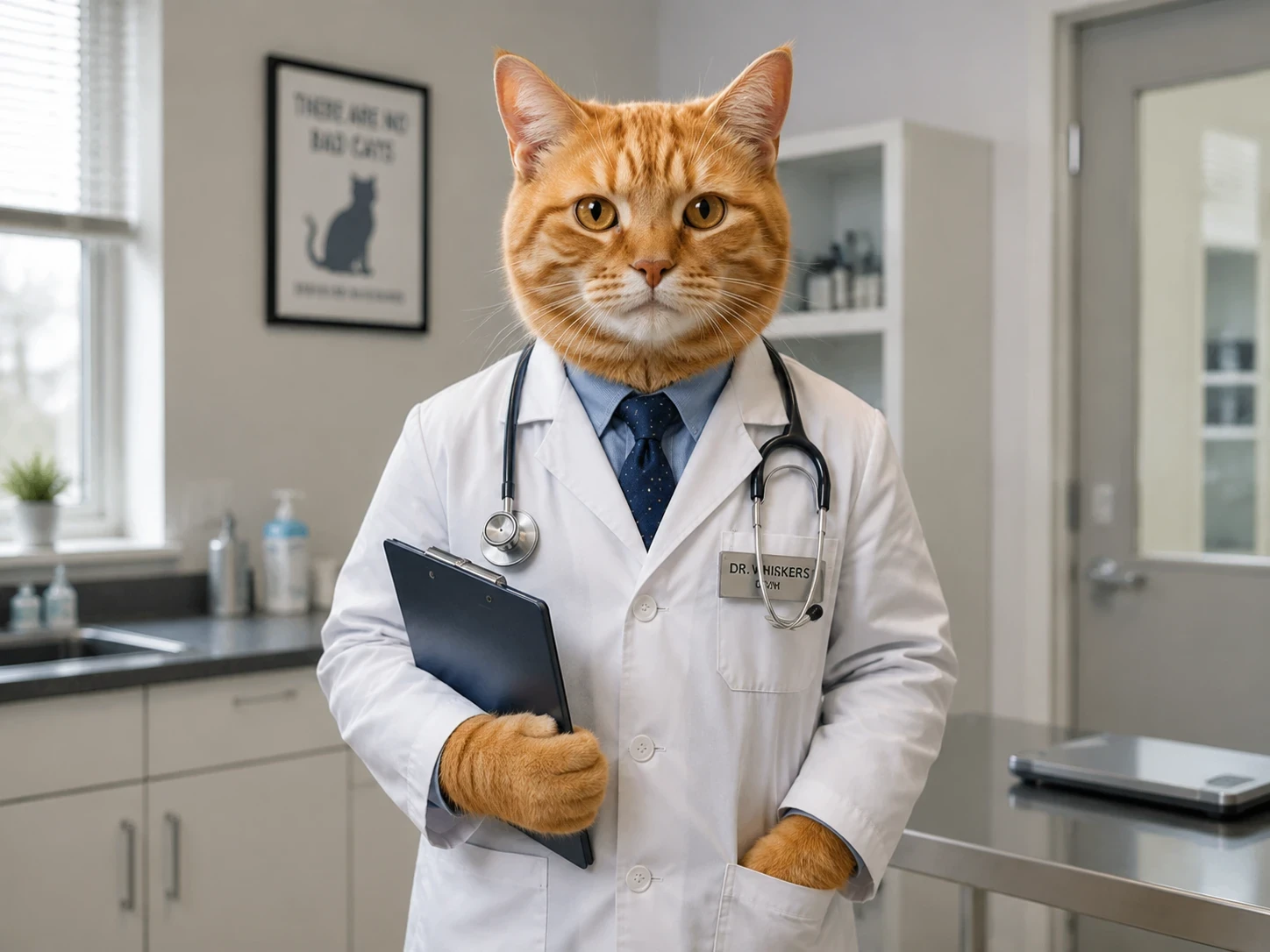 cat as a human doctor chacarater