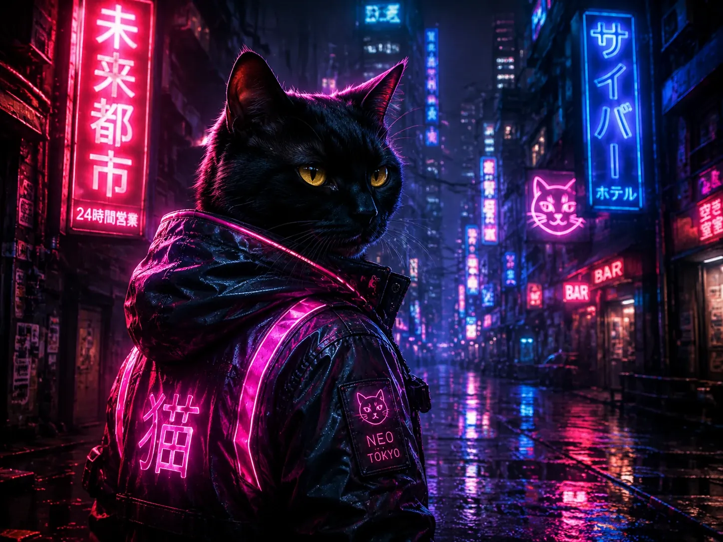 cyberpunk cat ai prompt