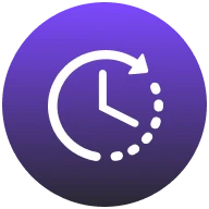 gradient purple colored\ instant clock icon