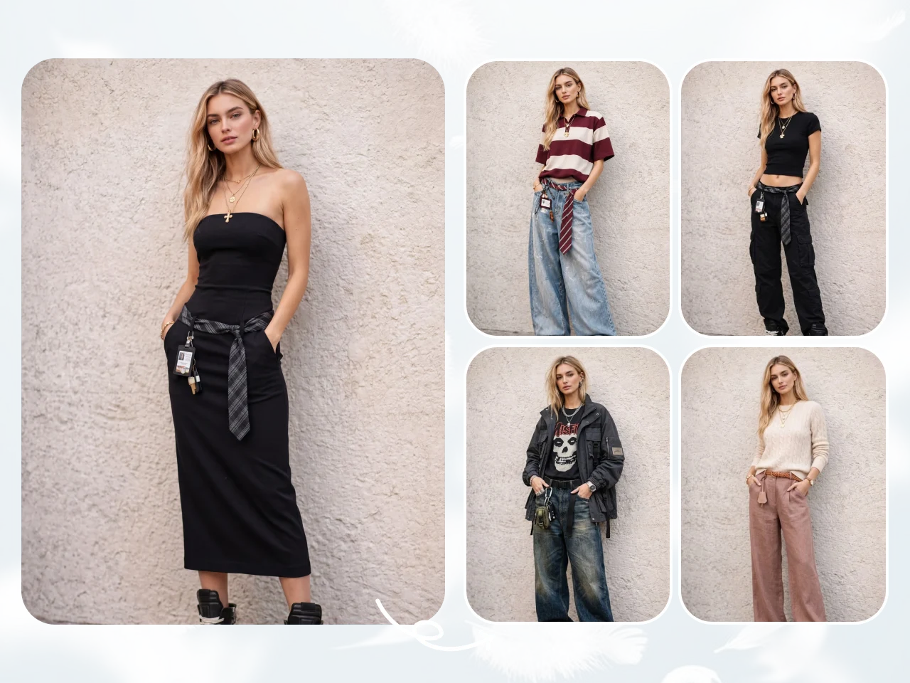 ai virtual try-on showcasing a fashion model in various fashion outfits
