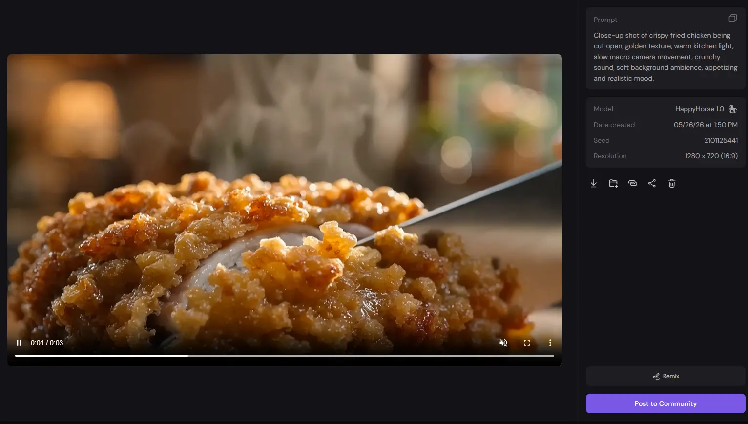happyhorse food video result on piclumen