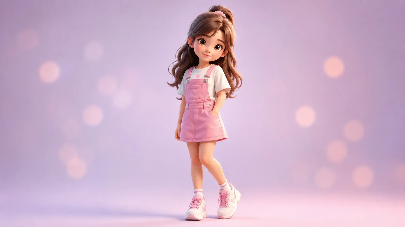 A cute 3D cartoon girl standing full body