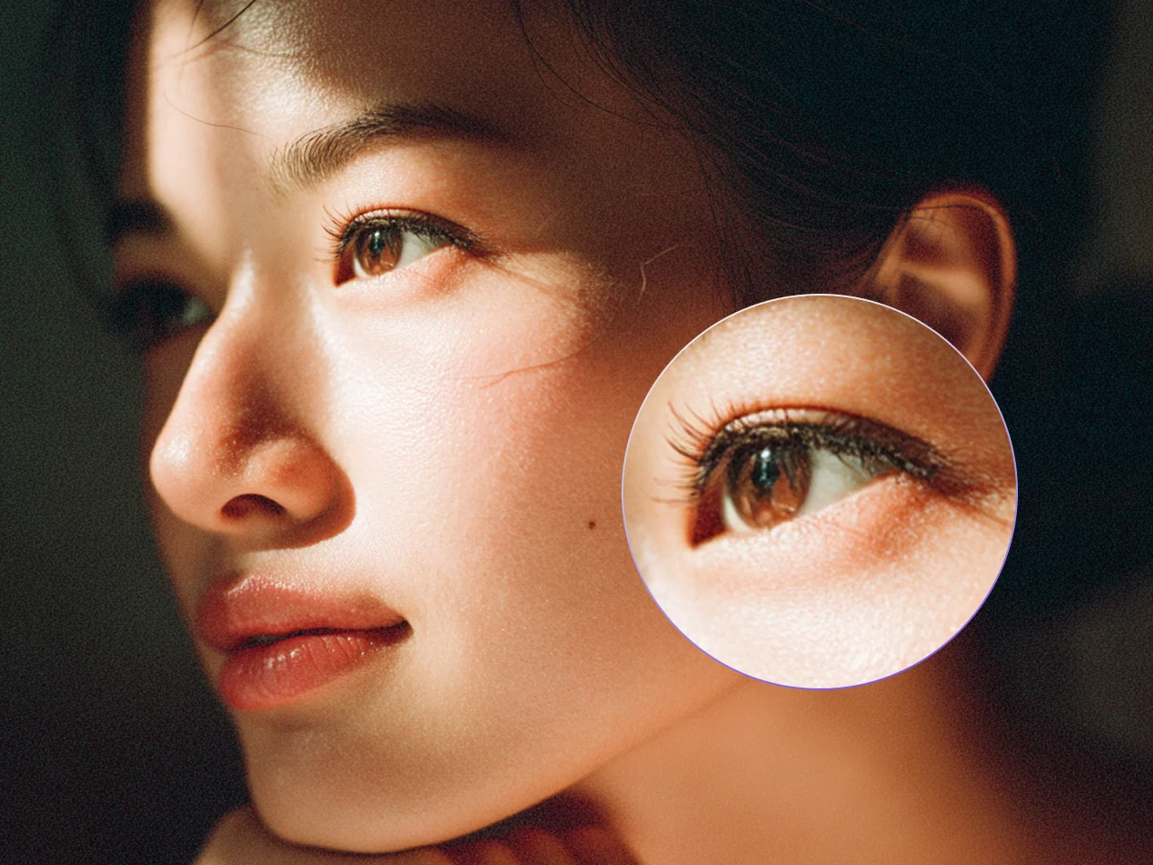 gerador de imagens com ia midjourney criou retratos de mulher asiática com detalhes ampliados dos olhos