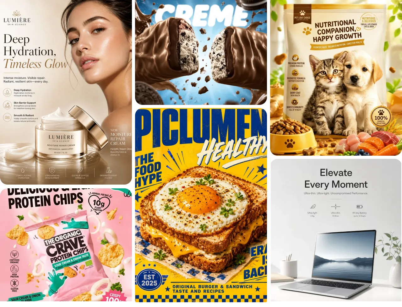 a collage of various commercial posters