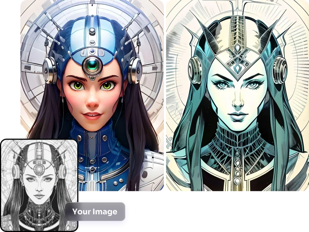 comparison of two different colorized woman portrait from a same lineart
